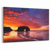 Santa Cruz Fiery Sunset Arch Wall Art - California Coastal Canvas Prints
