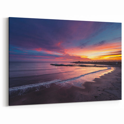Santa Cruz Beach and Pier Sunset Wall Art - California Coastal Prints