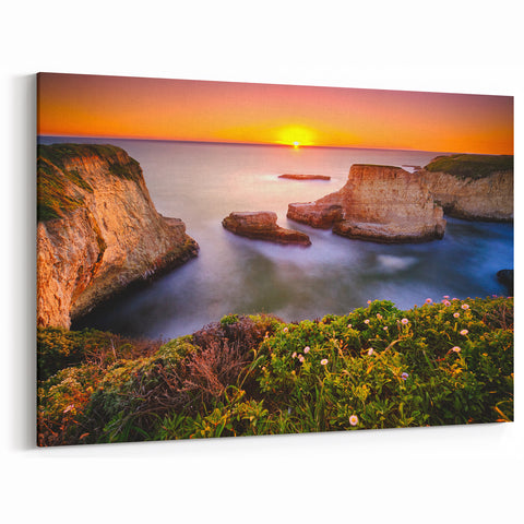 Santa Cruz Coastal Cliffs Sunset Wall Art - California Scenic Canvas Prints