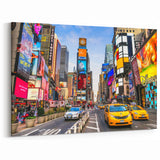Times Square Canvas - Colorful New York City Street Scene with Yellow Cabs
