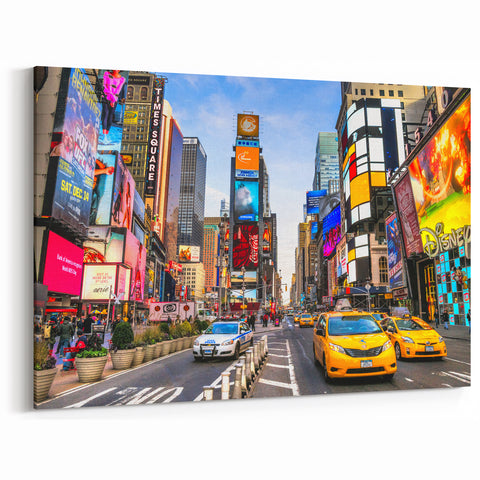 Times Square Canvas - Colorful New York City Street Scene with Yellow Cabs