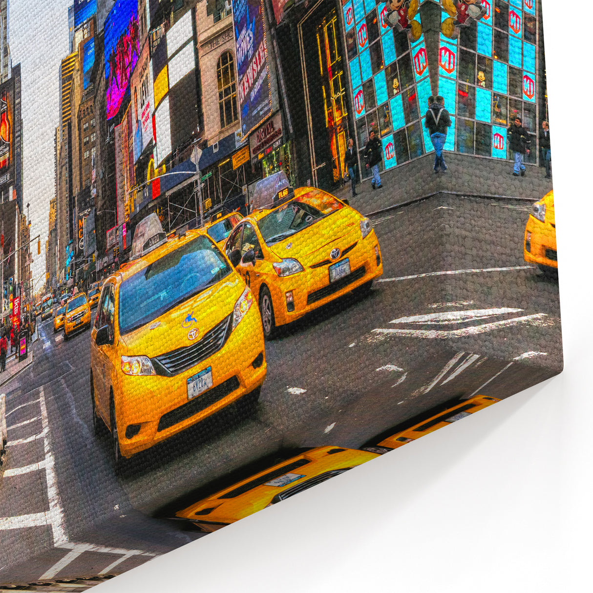 Times Square Canvas - Colorful New York City Street Scene with Yellow Cabs