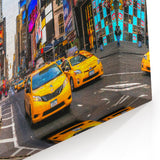 Times Square Canvas - Colorful New York City Street Scene with Yellow Cabs
