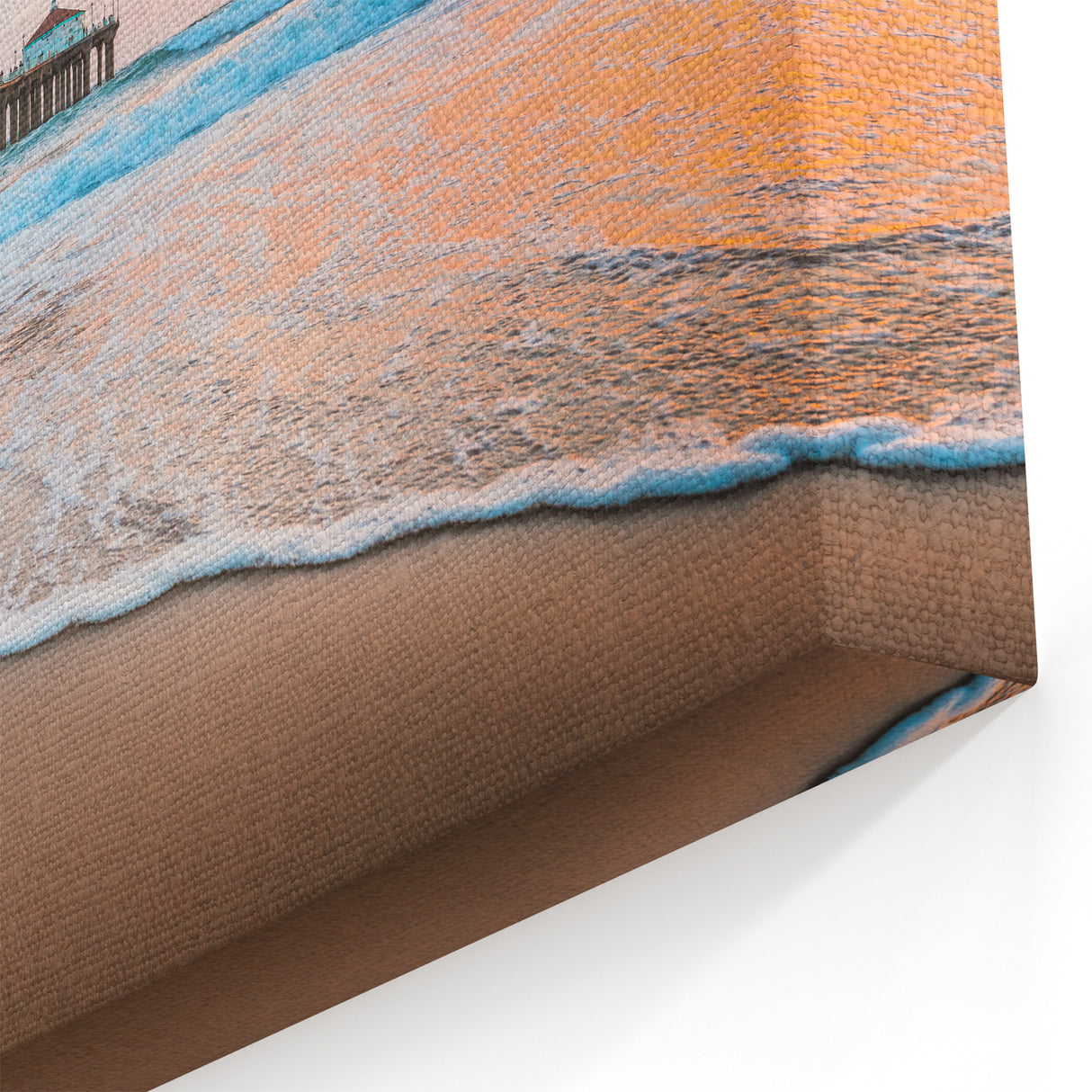 Wall Art of Manhattan Landmarks - Serene Pier and Ocean Sunset Scene