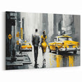 Wall Art of Manhattan Landmarks - Classic NYC Yellow Taxi in Urban Scene