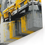 Wall Art of Manhattan Landmarks - Classic NYC Yellow Taxi in Urban Scene