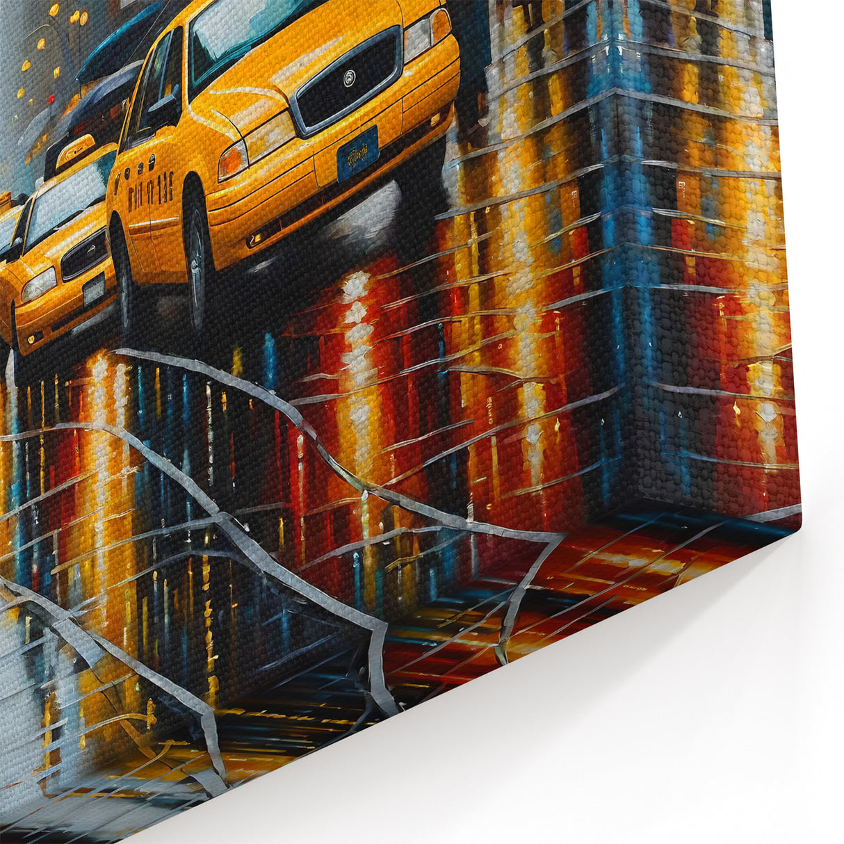 Manhattan Bridge Posters - Iconic NYC Taxis and Red Umbrella Street Scene