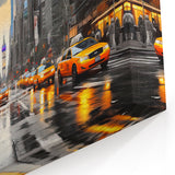 Manhattan Skyline Wall Art - Iconic Yellow Taxis on a Busy NYC Street