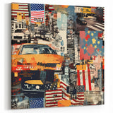 New York City Collage Art - Bold Urban NYC Street and Yellow Taxi Design