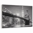 Manhattan Bridge Black and White Photography - NYC Night Skyline Wall Decor
