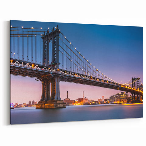 Manhattan Bridge Art - Dusk New York City Skyline Photography Wall Decor