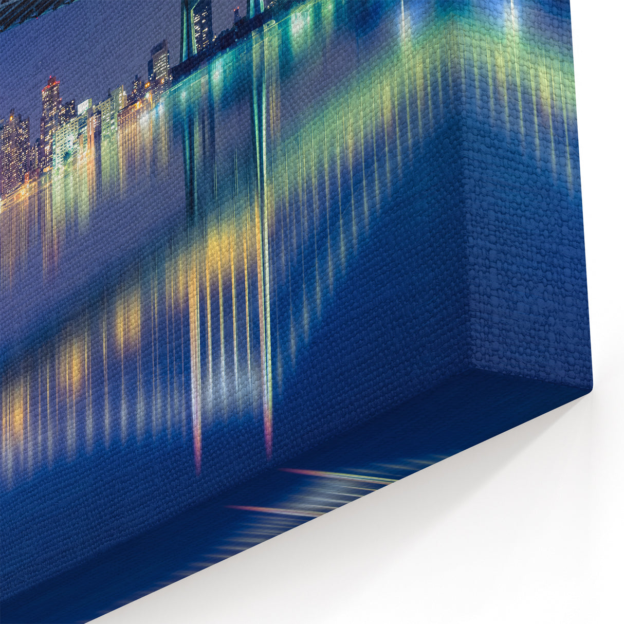 Manhattan Bridge Night Art - NYC Skyline Photography with City Reflections Wall Decor