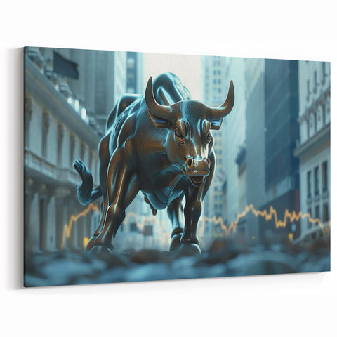 Charging Bull NYC Financial Art - Modern Stock Market Canvas Print