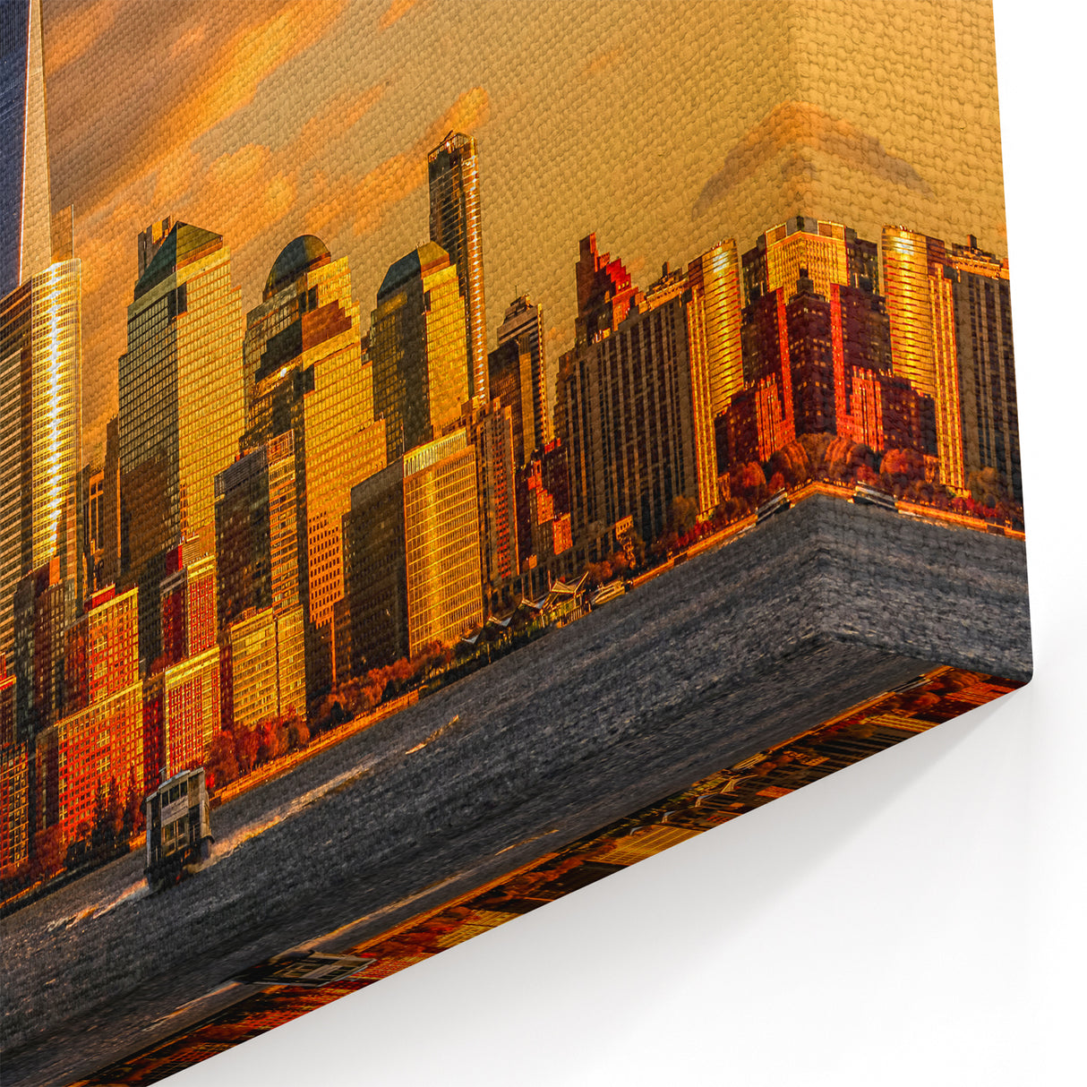 One World Trade Center Framed Art - Golden Sunset NYC Skyline Print