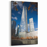 One World Trade Center Framed Canvas - NYC Skyline and Memorial Art