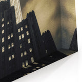 Illuminated NYC Skyscraper at Night - Dramatic Art Deco Art Print