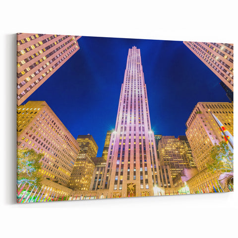 Rockefeller Center at Night - NYC Skyline Illuminated Art Print