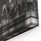 Statue of Liberty and NYC Skyline - Black and White Art Print