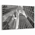 NYC Skyscrapers and American Flag - Dynamic Black and White Art Print
