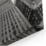 NYC Skyscrapers and American Flag - Dynamic Black and White Art Print