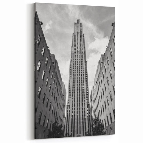 Rockefeller Center Tower - Classic NYC Skyline Black and White Art Print