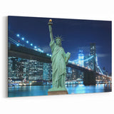 Statue of Liberty Art - New York City Skyline Night Wall Decor