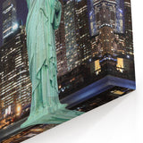 Statue of Liberty Art - New York City Skyline Nightscape Wall Decor