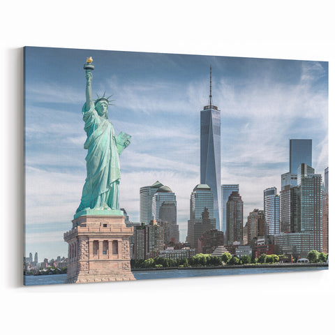 New York City Wall Art – Statue of Liberty with Skyline Landmark Decor