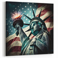 Patriotic Statue of Liberty Art - New York City Wall Decor with Flag