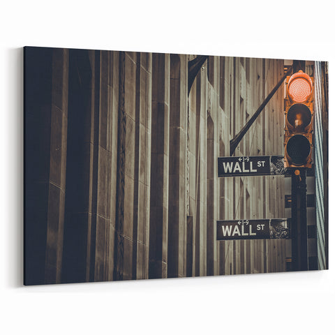 Wall Street Canvas - Iconic NYC Street Sign in Financial District Art