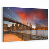 Brooklyn Wall Art - Stunning Sunset Over Bridge and NYC Skyline Canvas