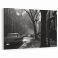 Brooklyn Wall Art - Vintage Black and White Street Scene with Classic Cars