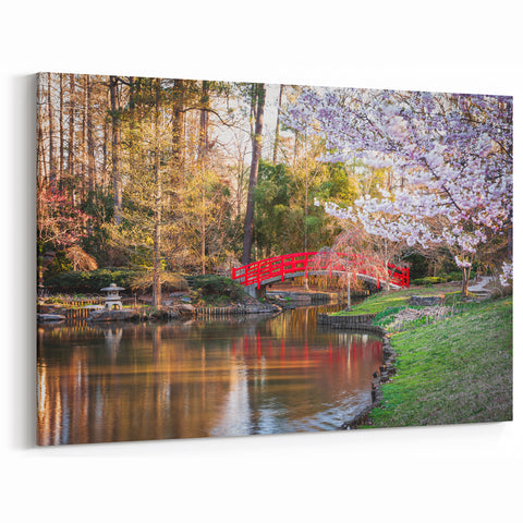 North Carolina Wall Decor - Japanese Garden with Red Bridge