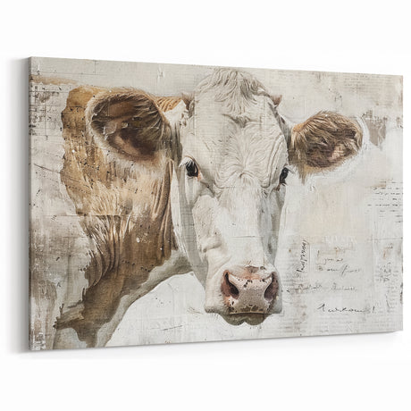 Farmhouse Cow Wall Art - Rustic Decor Vintage Farm Animal Scene
