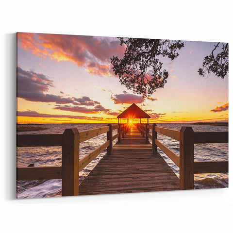 Outer Banks Canvas Prints – Majestic Sunset Pier Coastal Scenic Art