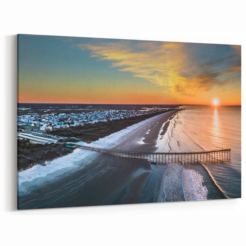 North Carolina Coastal Art – Aerial View Sunset Outer Banks Beach Print