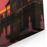 OBX Scenic Art – Peaceful Sunset Dock with Sailboat Coastal Photography