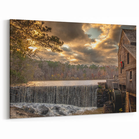 Historic Raleigh Mill Waterfall Art - Scenic North Carolina Wall Decor