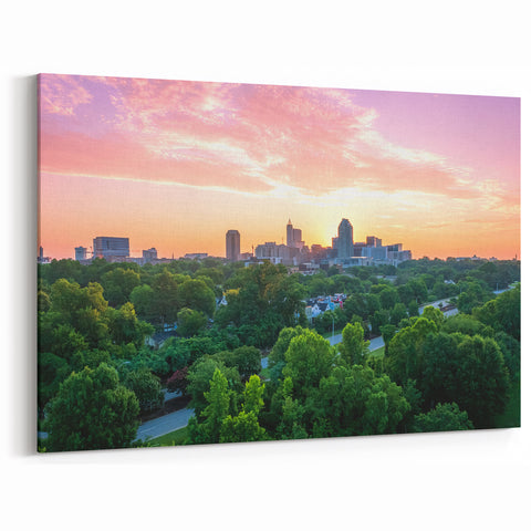 Raleigh Skyline Sunrise Art - Scenic North Carolina Cityscape Wall Decor