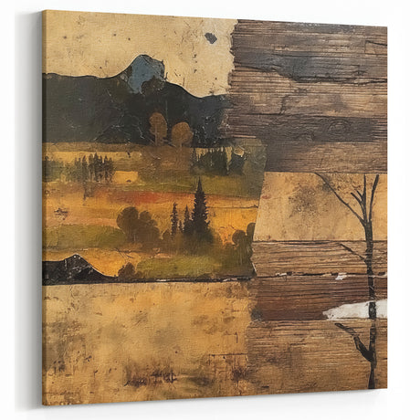 Rustic Landscape Wall Art - Farmhouse Decor Vintage Nature Scene