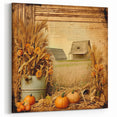 Farmhouse Wall Art with Pumpkins and Wheat - Rustic Country Style Decor