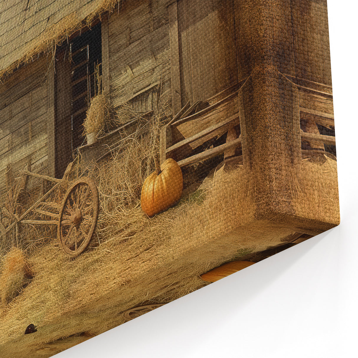Farmhouse Style Wall Decor with Pumpkins and Barn - Country Style Art