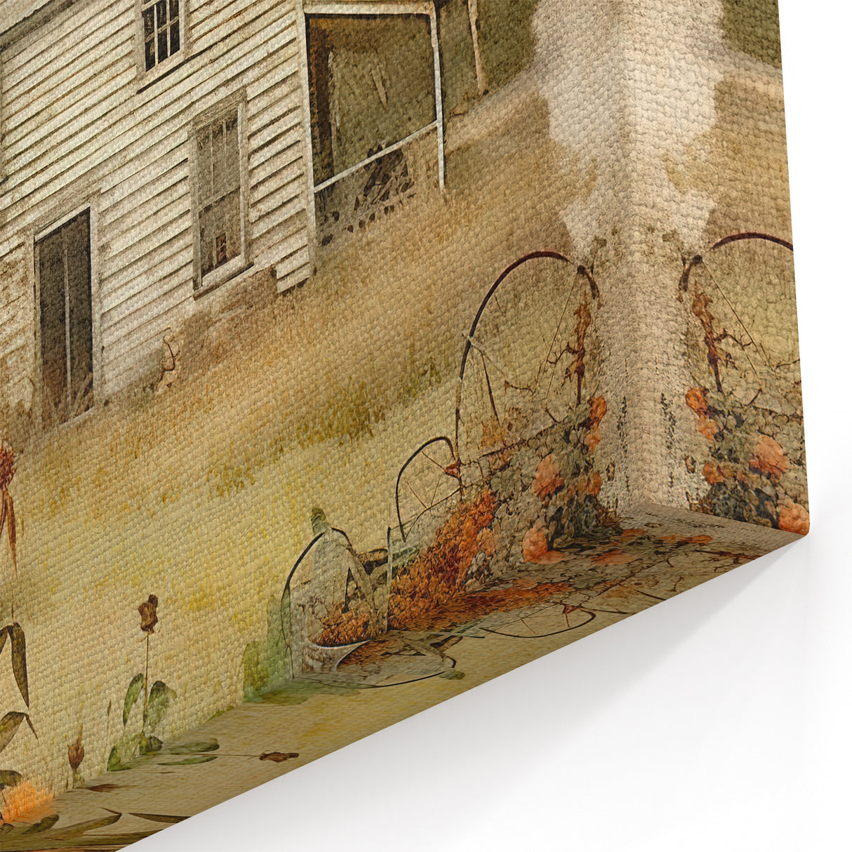 Vintage Farmhouse Prints with Sunflowers and Cottage - Rustic Wall Art