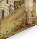 Vintage Farmhouse Prints with Sunflowers and Cottage - Rustic Wall Art