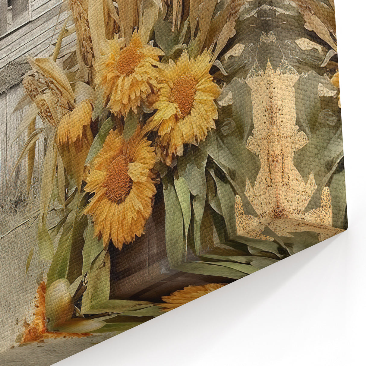 Farmhouse Wall Art with Sunflowers and Barn - Rustic Country Decor