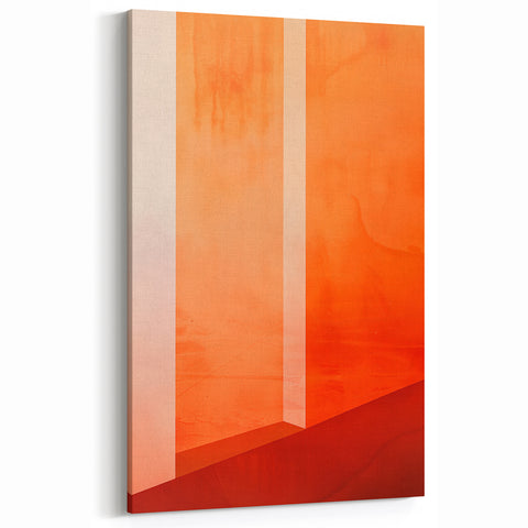 Mid Century Modern Abstract Art - Bold Orange Minimalist Geometric Decor