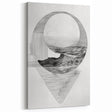 Mid Century Modern Geometric Art - Black and White Abstract Ocean Design