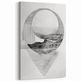 Mid Century Modern Geometric Art - Black and White Abstract Ocean Design