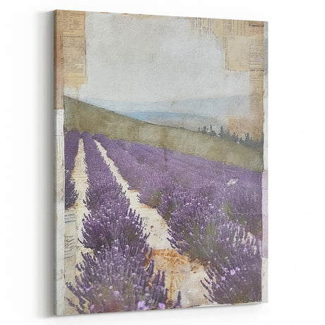 Farmhouse Art Print - Rustic Landscape Lavender Field Vintage Wall Decor