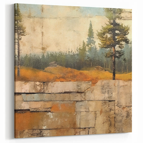 Rustic Nature Wall Art - Farmhouse Decor Vintage Landscape Scene